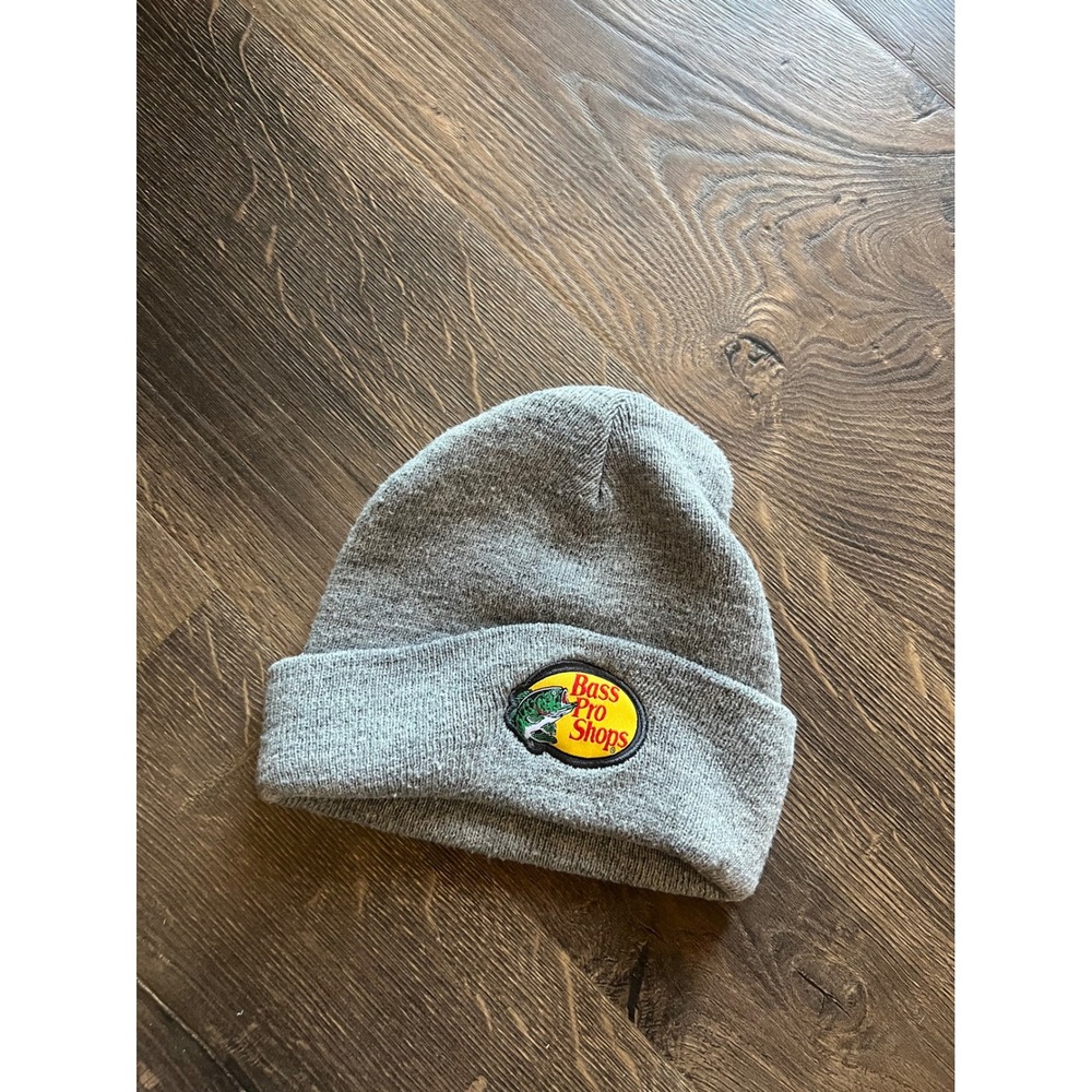 Bass Pro Shops‎ Kids Beanie Hat Gray Knit Cap Fishing Logo